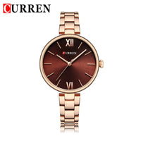 CURREN Fashion Women Watches Top Brand Luxury Lady Girl Wristwatch Rose Gold Stainless Steel Bracelet Classic Female Clock 9017
