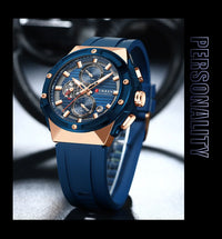 CURREN 8462 Top Luxury Quartz Men's Watch Silicone Strap Multifunctional Timing Code Classic Luminous Waterproof Men's Watch