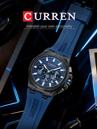 CURREN Luxury Man Wristwatch Chronograph Date Waterproof Rubber band Casual Quartz Men's Watches Sports Male Clock Reloj