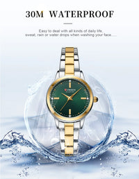 CURREN 9094 Small Dial Quartz Watch for Ladies, Waterproof Round Minimalist Wristwatch with Stainless Steel Strap