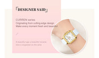 CURREN 9113 Women's square small dial watch waterproof quartz watch silicone watch strap fashionable and simple wristwatch