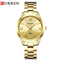 CURREN 9007 Fashion Women Quartz Watch Waterproof Minimalist Calendar Wristwatch with Roman Numerals