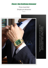 CURREN 8457 Business Minimalist Quartz Watch Waterproof Square Stainless Steel Strap Wristwatch with Luminous Function