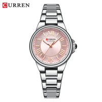 CURREN 9091 Luxury Original Woman Round Watch Stainless Steel 3ATM Waterproof Elegant Ladies Wristwatch Quartz Watch for Women
