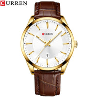 CURREN 8365 Men's Minimalist Calendar Water-Resistant Quartz Watch, Business Style with Leather Strap