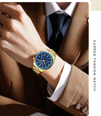 CURREN High Quality Men's Luxury  Fashion Quartz Watch Men Round Business Student Sport Waterproof Glow Clock