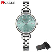 CURREN Luxury Brand Women's Watch Elegant Fashion Stainless Steel Waterproof Ladies Wristwatches with Rhinestone
