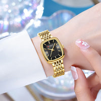 CURRN 9093 Women's Quartz Watch Fashion Leisure Diamond Simple Gold Silvery Steel Strip Wristwatch for Ladies Gift Clock