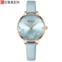 CURREN Watches for Woman Fashion Waterproof Clock Top Brand Luxury Creative Romantic Flower Dial Wristwatch Gift 9068