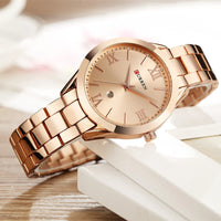 CURREN 9007 Fashion Women Quartz Watch Waterproof Minimalist Calendar Wristwatch with Roman Numerals