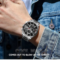 CURREN Men's Quartz Chronograph Watch with Luminous Hands,Auto Date Stainless Steel Band, Precision Style Wristwatche Waterproof