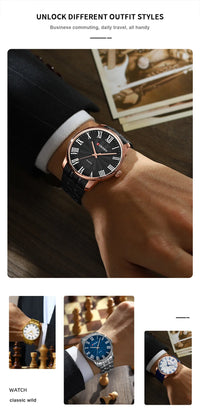 Curren 8422 Men's Minimalist Roman Numeral Quartz Watch, Water-resistant Round Business Wristwatch