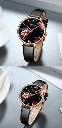 CURREN Women Watch Top Brand Luxury Gold Female Waterproof Clock Mesh Stainless Steel Bracelet Flower Ladies Wristwatch 9059