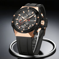 CURREN 8462 Top Luxury Quartz Men's Watch Silicone Strap Multifunctional Timing Code Classic Luminous Waterproof Men's Watch