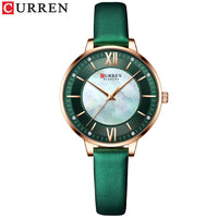CURREN 9080 Small Dial Quartz Watch for Ladies, Waterproof Ultra-thin Shell Dial Leather Strap Wristwatch