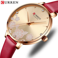 CURREN Watches for Woman Fashion Waterproof Clock Top Brand Luxury Creative Romantic Flower Dial Wristwatch Gift 9068