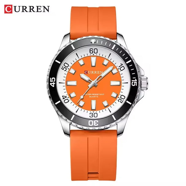 CURREN 8448 Men's Fashion Quartz Watch Outdoor Large Dial Luminous Waterproof Silicone Strap Sport Wristwatch Reloj Hombre