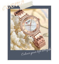 CURREN Top Brand Ladies Simple Fashion Quartz Watch Stainless Steel Classic Elegant Diamond Waterproof Ladies Watch Reloj Mujer