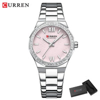 CURREN Women's Quartz Watch - Elegant Slim Stanless Steel Wristwatch Waterproof Luminous Hands Watch for Ladies
