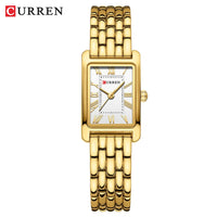CURREN Luxury Ladies Fashion Quartz Watch Simple Scale Square Quality Women Watches Business Stainless Steel Folding Clock