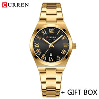CURREN Women Watch Top Brand Luxury Lady Girl Wristwatch Elegant Stainless Steel Bracelet Waterproof Casual Female Clock 9095