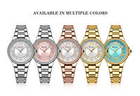 CURREN 9091 Luxury Original Woman Round Watch Stainless Steel 3ATM Waterproof Elegant Ladies Wristwatch Quartz Watch for Women