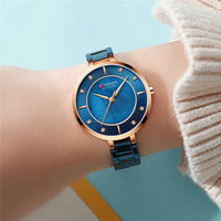 CURREN Women Watches Top Brand Luxury Ladies Wrist Quartz Watch Stainless Steel Classic Bracelet Female Clock Clear 9051