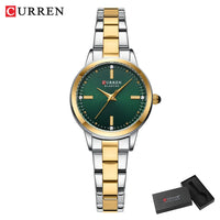 CURREN Simple Round Dial Fashion Dress Quartz Watches for Ladies with Stainless Steel Bracelet Luxury Wristwatches