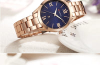 CURREN 9007 Fashion Women Quartz Watch Waterproof Minimalist Calendar Wristwatch with Roman Numerals