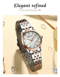 CURREN Elegant Fashion Women's Watches Luxury Brand Original Quartz Watch for Ladies Waterproof Stainless Steel Clock