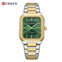 CURREN NEW Stainless Steel Strap Vintage Rectangle Dial Quartz Watches for Men Luminous Hands Waterproof