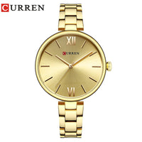 CURREN 9017 Roman Numeral Quartz Watch for Ladies, Waterproof Minimalist Casual Wristwatch with Stainless Steel Strap