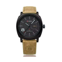 CURREN 8139 Men's Water-resistant Men's Quartz Watch Neutral-style Watch with Small Dial, Matte Genuine Leather Strap