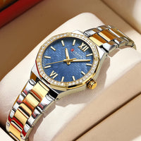 CURREN Women's Quartz Watch - Elegant Slim Stanless Steel Wristwatch Waterproof Luminous Hands Watch for Ladies