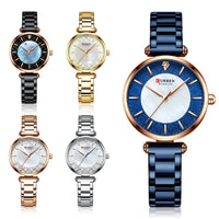 CURREN 9072 Shell Dial Quartz Watch for Ladies, Waterproof Minimalist Business Wristwatch