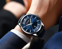 CURREN 8365 Men's Minimalist Calendar Water-Resistant Quartz Watch, Business Style with Leather Strap