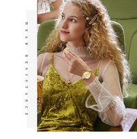 Ladies small dial chain watch waterproof round simple for women Simple Romantic Rhinestone Dial with Stainless Steel Bracelet
