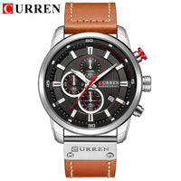 CURREN 8291 Mens Quartz Chronograph Watch Casual Leather Military Sport Fashion Gentleman Wristwatch