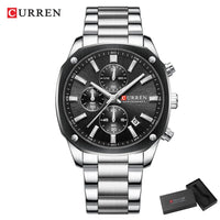 CURREN Stainless Steel Watch with Timer Calendar Luminous Hands And Stainless Steel Bracelet
