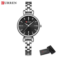 CURREN Luxury Brand Women's Watch Elegant Fashion Stainless Steel Waterproof Ladies Wristwatches with Rhinestone