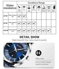 CURREN 8365 Men's Minimalist Calendar Water-Resistant Quartz Watch, Business Style with Leather Strap