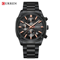 CURREN Stainless Steel Watch with Timer Calendar Luminous Hands And Stainless Steel Bracelet