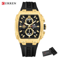 CURREN Original Silicon Strap Multi-functional Dialn Auto Date Design Men's Watch Sports Chronograph Watches