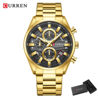 CURREN Men's Multifunctional Watch with Chronograph Date Stopwatch Waterproof Watches Stainless Steel Quartz Movement Clock
