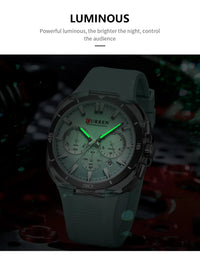 CURREN Men's Watch New Luxury Quartz Clock Original Silicone Sports Multi Functional Waterproof Luminous Date Timer Wrist Watch