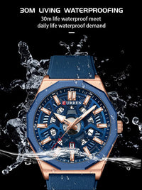 CURREN 8437 Unisex Minimalist Quartz Watch Polygonal Skeleton Sports Waterproof Silicone-Strap Wristwatch