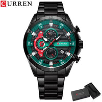 CURREN 8402 Business Men's Quartz Watch, Six-hand Steel-strap Wristwatch with Motorcycle-style Dial