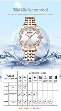 CURREN Top Brand Ladies Watch Elegant Stainless Steel Bracelet Simple Waterproof Ladies Business Watch Relogio Feminino