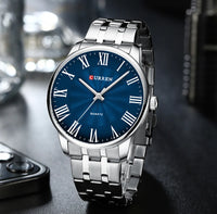 Curren 8422 Men's Minimalist Roman Numeral Quartz Watch, Water-resistant Round Business Wristwatch