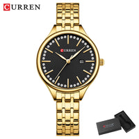 CURREN Fashion Brand Ladies Two Tone Watches Simple Quartz Waterproof Wristwatch for Women with Auto Date